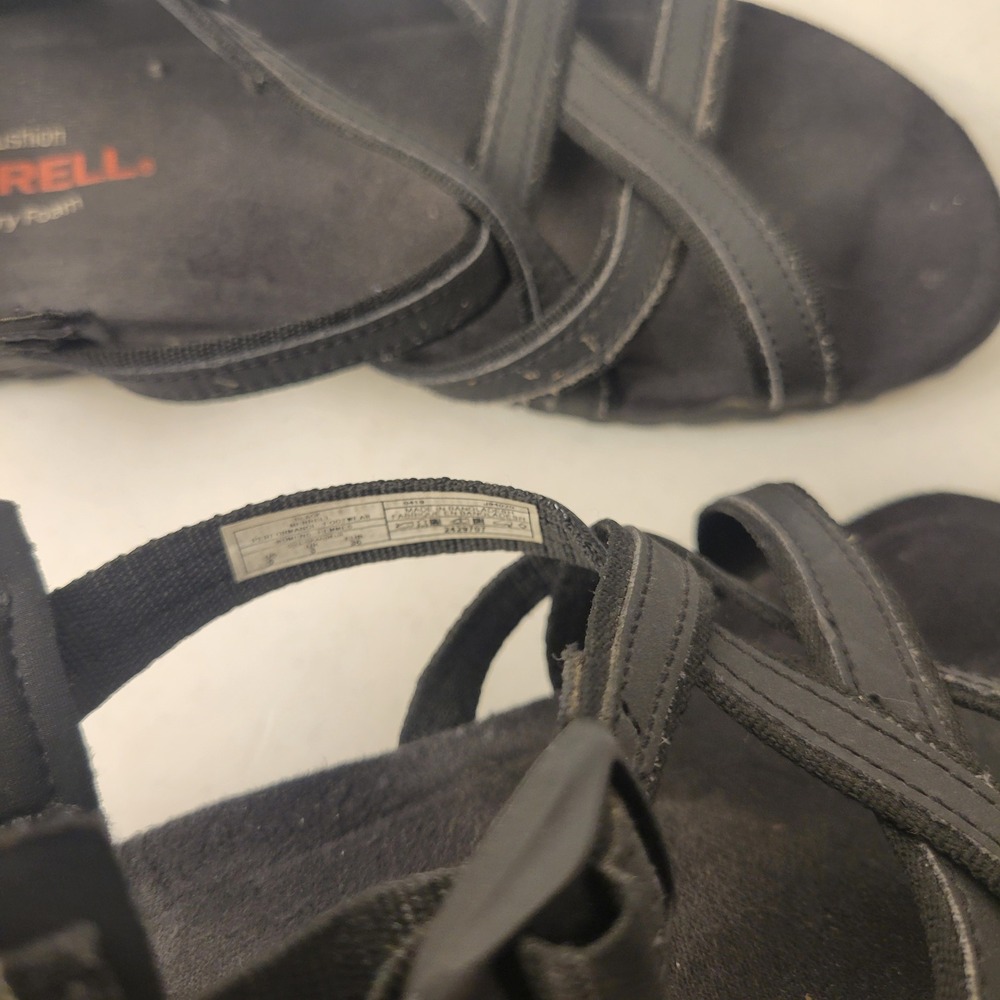 Merrell Terran Lattice II Sandals Women 5 Black Strappy Air Cushion Gorpcore Hik - Picture 7 of 8
